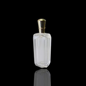 Antiek kristallen parfumflesje met gouden dop, 19e eeuw