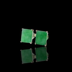 Zilveren oorknoppen met jade