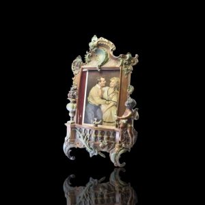 Antieke Zamak fotolijst met Amor, 2e helft 19e eeuw