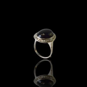 14 krt. gouden ring met onyx en briljanten
