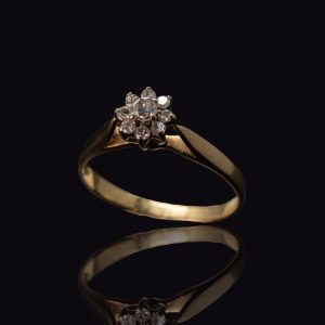 14 krt. gouden entourage ring met briljanten tot 0.24 crt