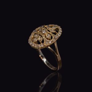 14 krt. gouden handgemaakte ring met diamanten