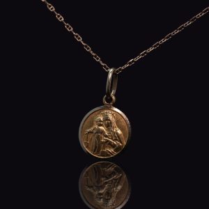 14 krt. gouden collier met gouden scapulier