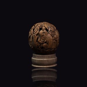 Gesneden walnoot, met afbeelding van de Boeddha