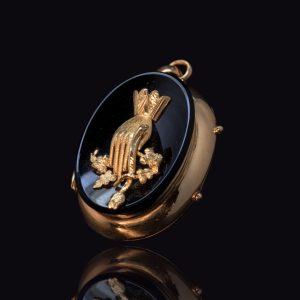 14 krt gouden medaillon met onyx