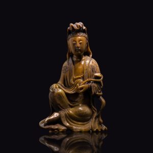 Chinese gesneden speksteen sculptuur van een Quanyin