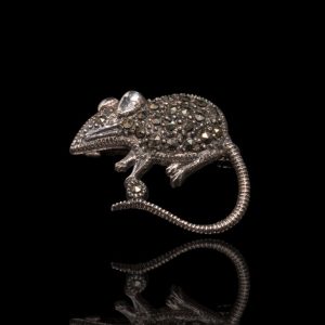 Zilveren muizen broche