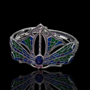 Zilveren libelle armband met emaille