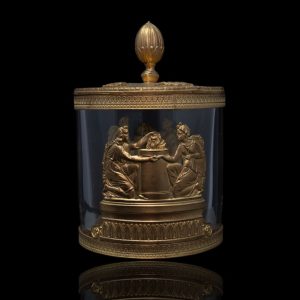 Empire glazen chocoladepotje in verguld bronzen montuur