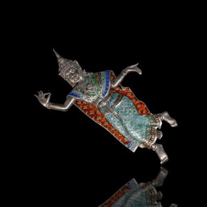 Zilveren danseres uit Siam met emaille