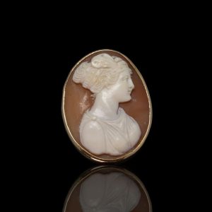 Antieke gouden broche/hanger met camée
