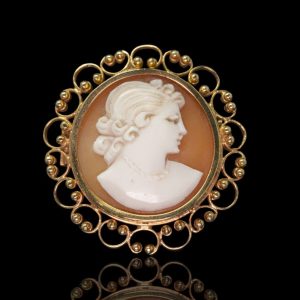 14 krt gouden broche/hanger met camée