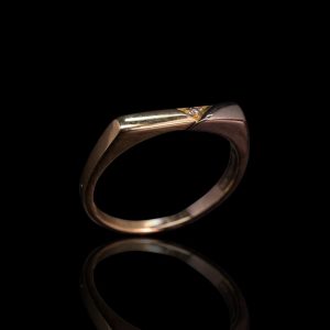 14 krt wit/geel gouden designring met briljant