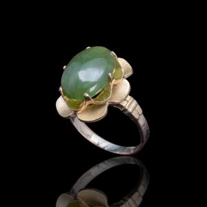 Vintage gold-filled ring met jade